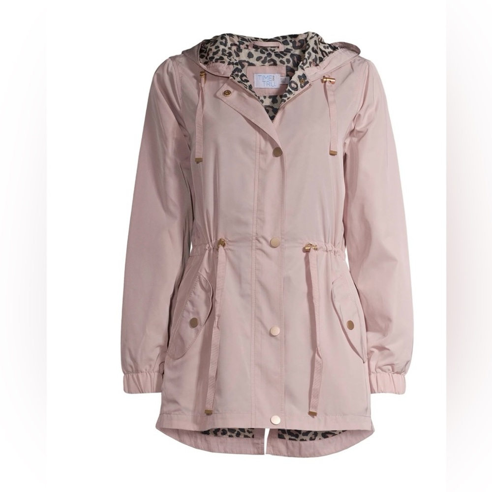 NWOT - Time and Tru Light Pink Utility Jacket with Leopard Lining